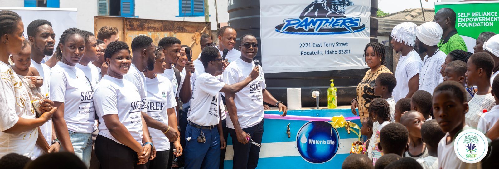 SREF trustees and staff at a programme opening in Ghana